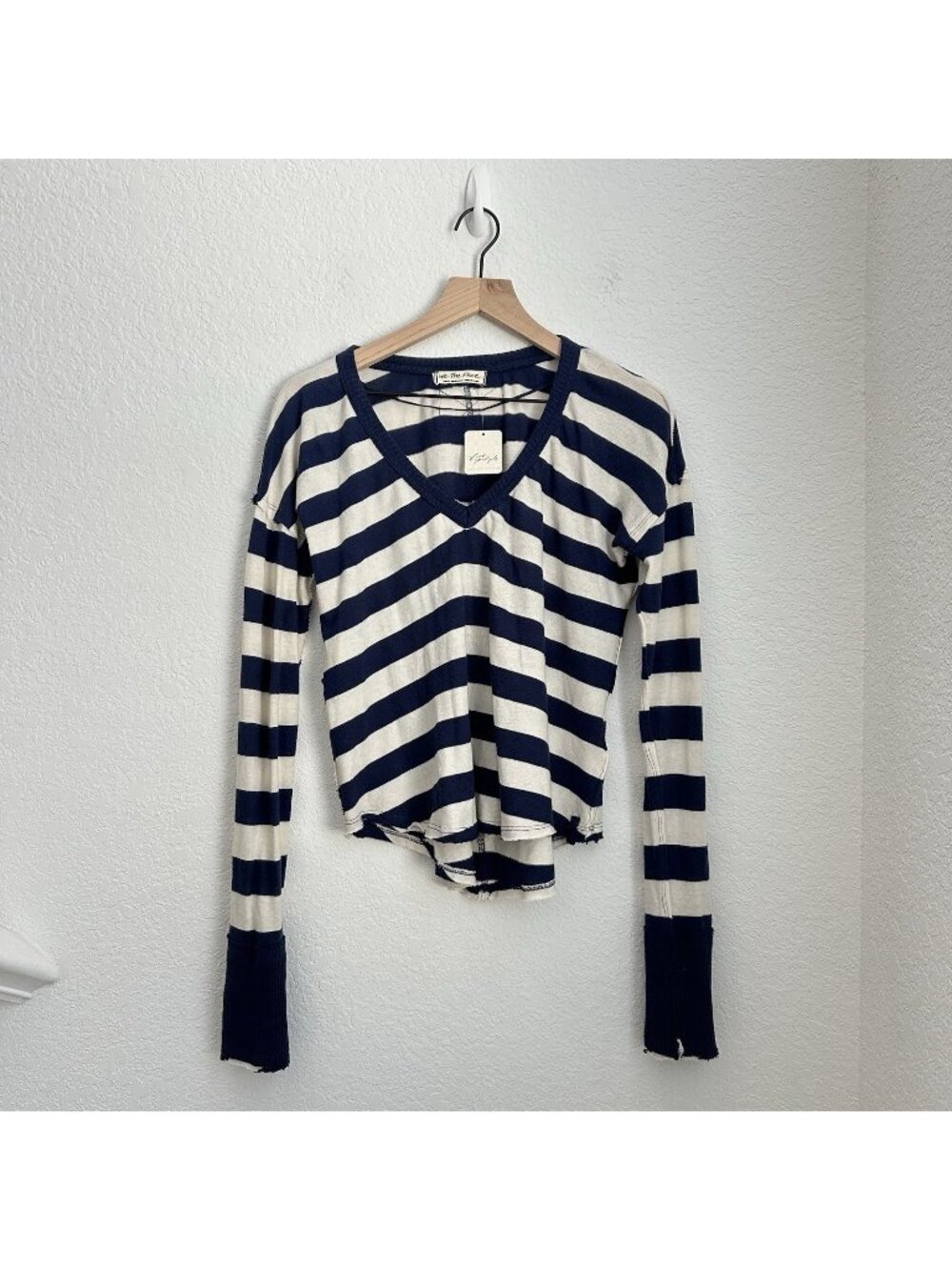 Free People Long Sleeve Women’s Size S Blue 100% Cotton Relaxed Fit Blouse NWT